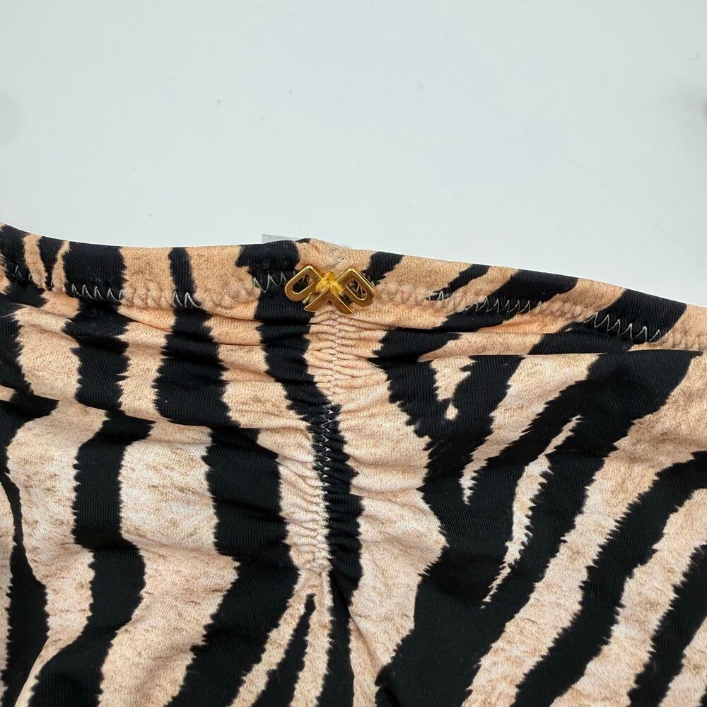 PQ Swim Bikini Bottom SZ Small NWT Cleo Link TieSide Teeny Tiger Print Gold Ring - Picture 13 of 16